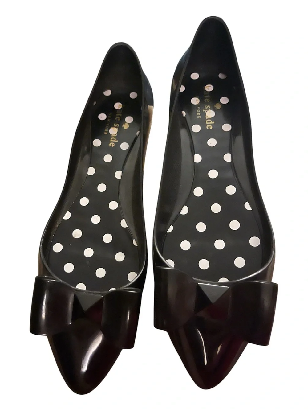 NWOB kate spade Jackson Jelly Ballerina D’Orsay Black Pointed Bow Flats